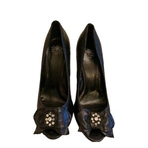 Élite black shoes Women Peep-Toe hight heels strong Decoration sz9 Used